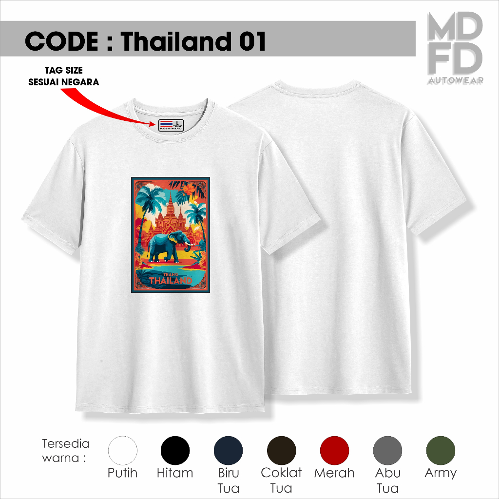 THAILAND เสื้อยืด SOUVENIR THAILAND เสื้อยืด SOUVENIR พร้อม THAILAND LABEL TAG PREMIUM COTTON