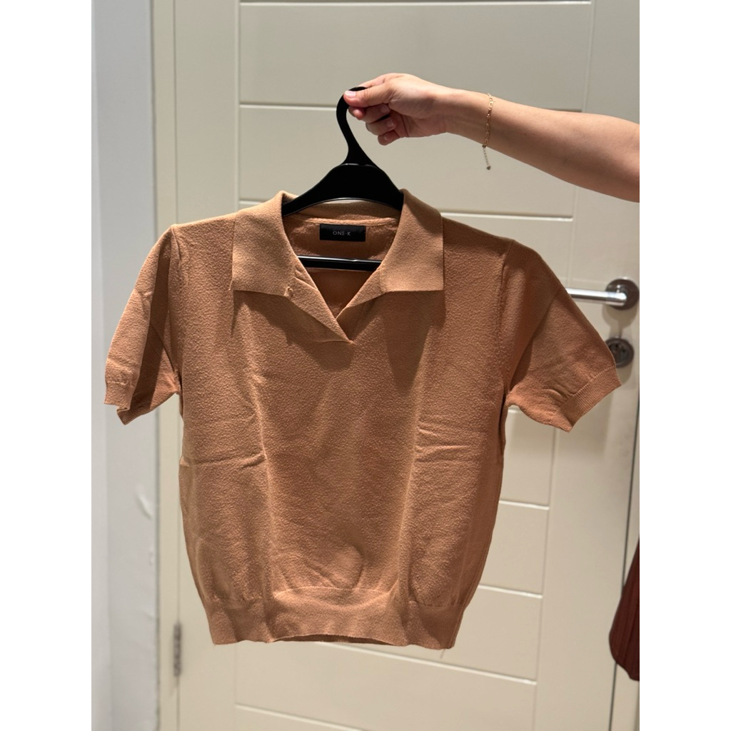 Knit Top Womens One K K K K K Knit Blouse Collar (Preloved)