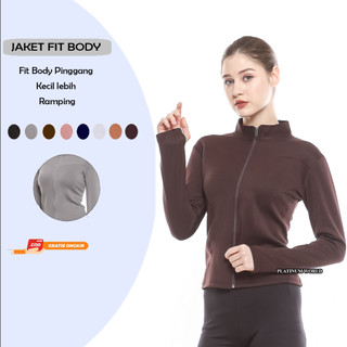 PLATINUM WORLD Jaket Olahraga Lengan Panjang Fit Body Wanita Yoga Pilates Lari Gym Fitnes Pink Premium Quality