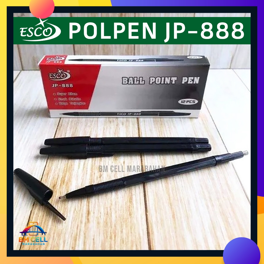 ESCO JP-888 ปากกาสีดํา – ปากกาลูกลื่นแบบละเอียด 0.7 มม. หมึกแข็ง เบาและสวมใส่สบาย