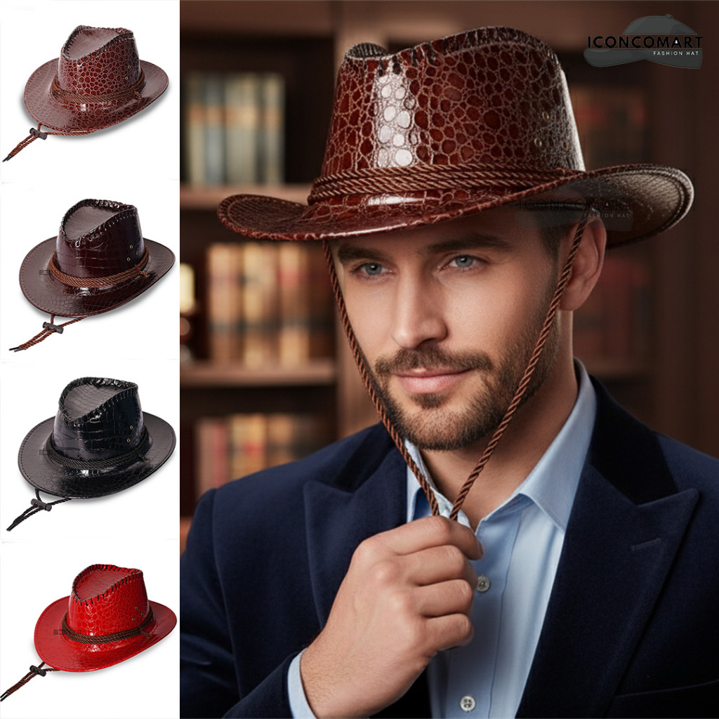 COWBOY HAT / หมวกผู้ชาย LAKEN HAT / CROCO COWBOY HAT / ADULT MENS COWBOY HAT - TPI-210
