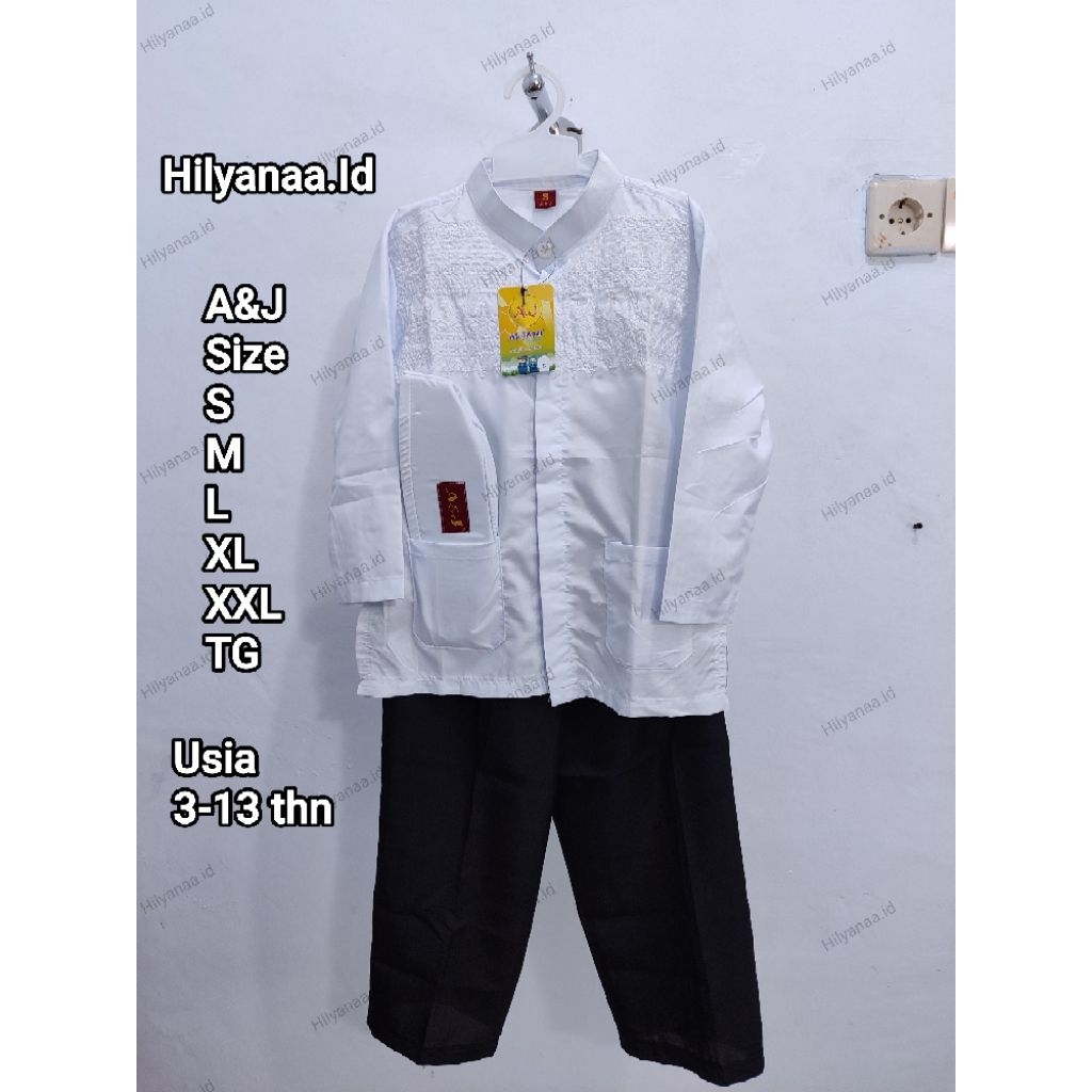 BLACK AND WHITE MOUSLIM KOKO SET FOR CHILDREN, LONG SLEEVES 4-13 YEARS BY A&J