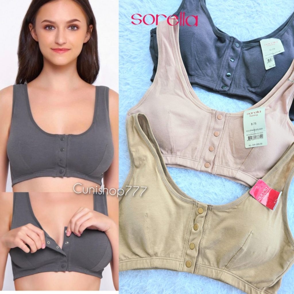 SORELLA WIRELESS BRA ทินเนอร์โฟม 34B 34D ด้านหน้าเปิด NON-WIRE NOURSING BRA N13-29442