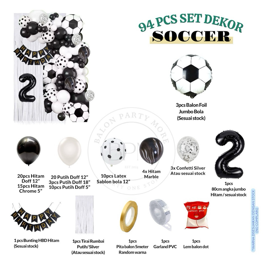(94 ชิ้น) BALL THEME DECORTATION PACKAGE SET / SOCCER THEME DECORTATION / SOCCER BALL / FUTSAL / BIR