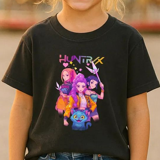 Huntr1x Dem0n hunter Kpop เสื้อยืดผู้ใหญ่และเด็กขนาด M - 3XL | 1-10 ปี