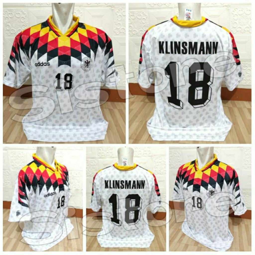 Jerma Home 1994 RETRO Jersey + Print Nameset KLINSMANN 18 / Custom ตามชอบ Fon RETRO OFFICIAL