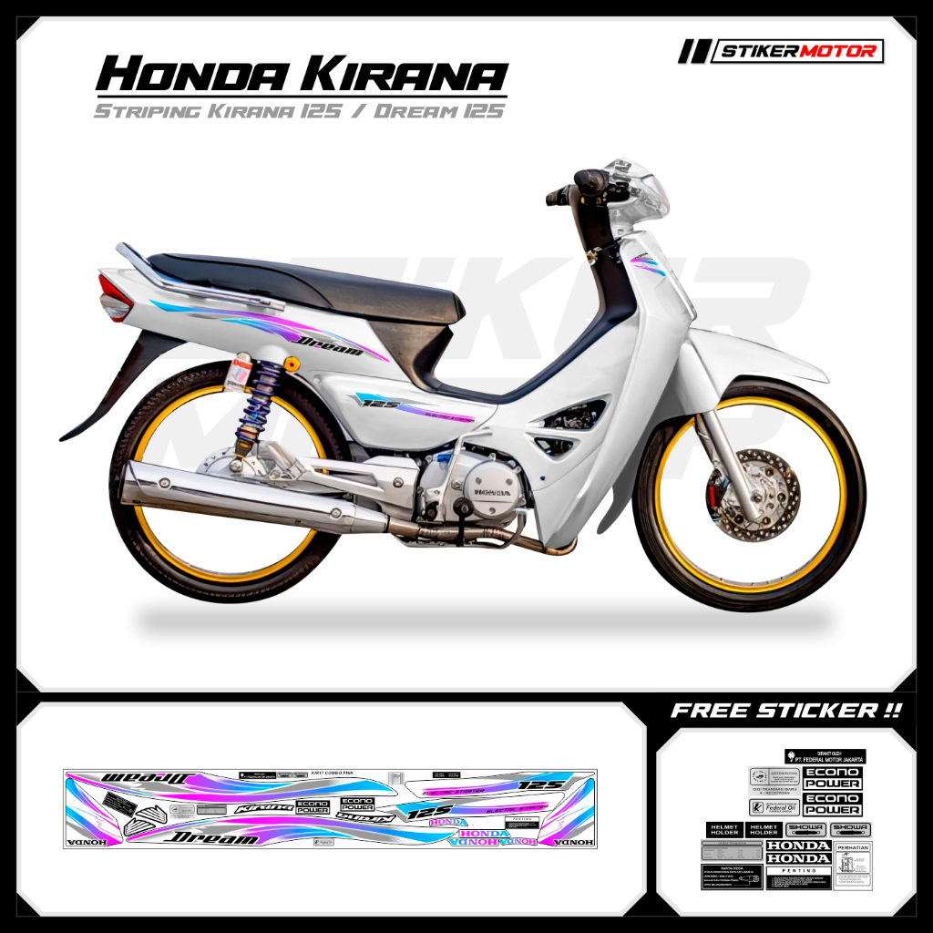 KIR17 Striping สติกเกอร์ Honda Kirana 125 Honda Dream 125 ncx Variation Mothai สติกเกอร์ Striker Str