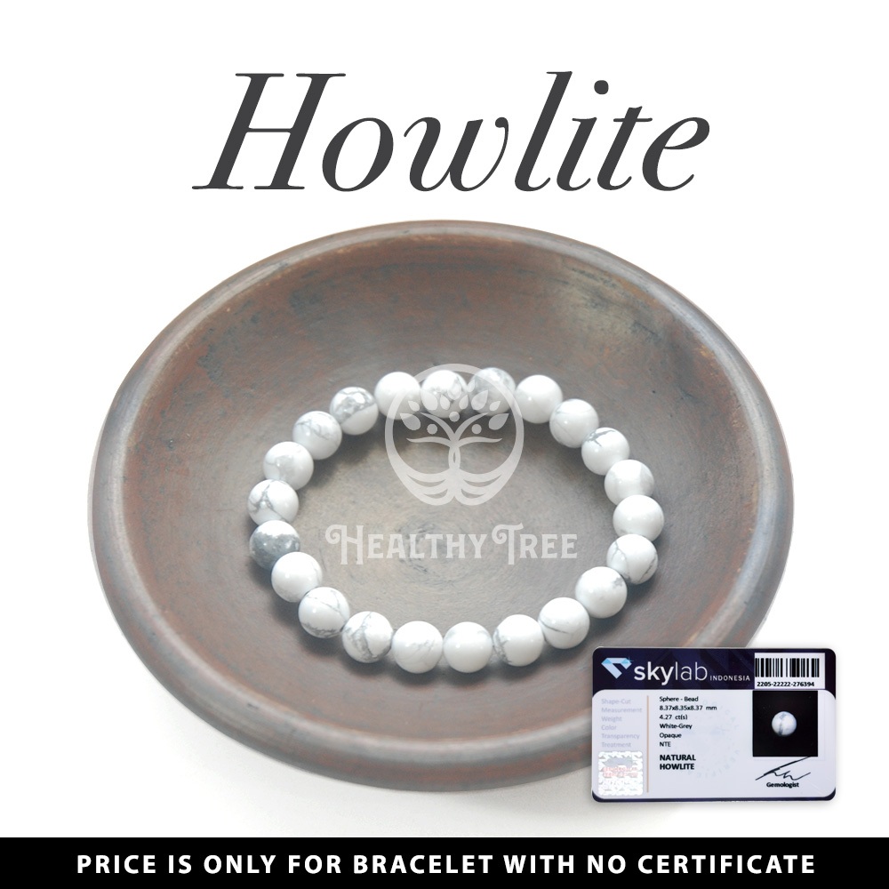 สร้อยข้อมือหินคริสตัล Howlite ธรรมชาติ