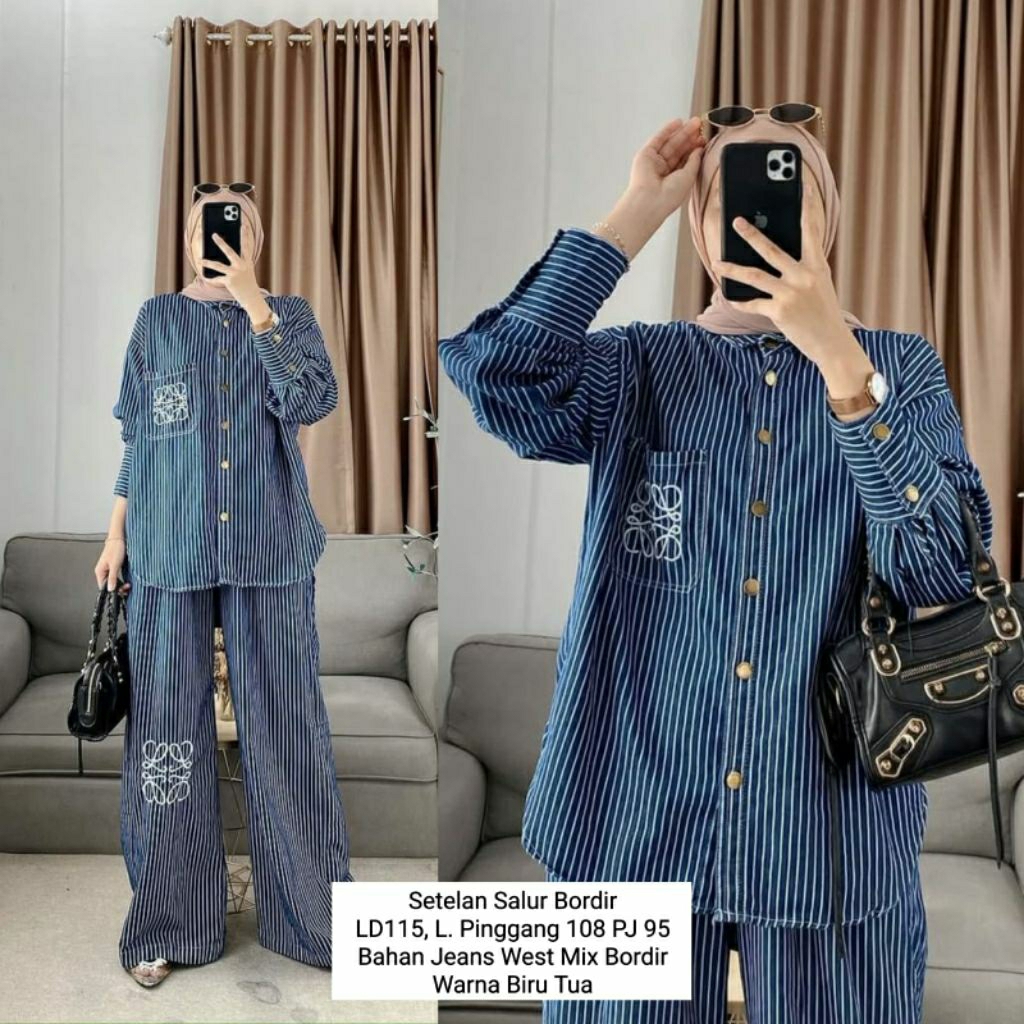 ANDIEN STRIPE JEANS SET / เซ็ตสวยทันสมัย