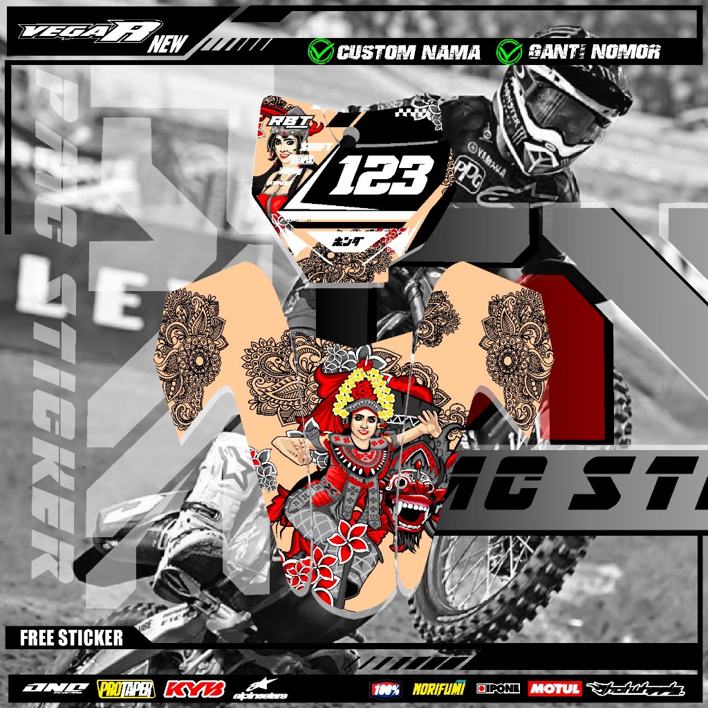 สติ๊กเกอร์ DECAL NUMBER BOARD START + FRONT FLAMMER VEGA R NEW CRF KLX 150 KLX BF KLX GORDON DTRACKE