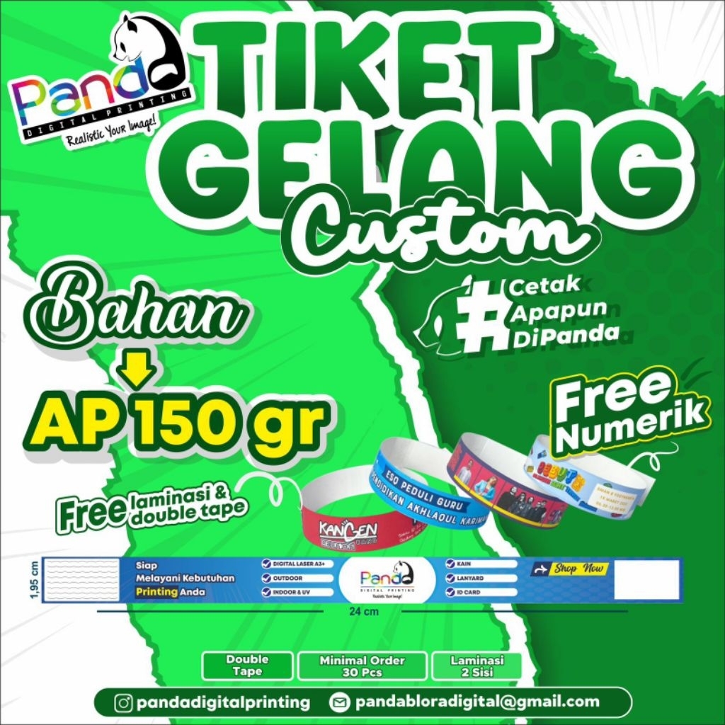 CUSTOM EVENT WAHANA CONCERT BRACELET TICKETS CUSTOM WRISTBAND BRACELET TICKETS