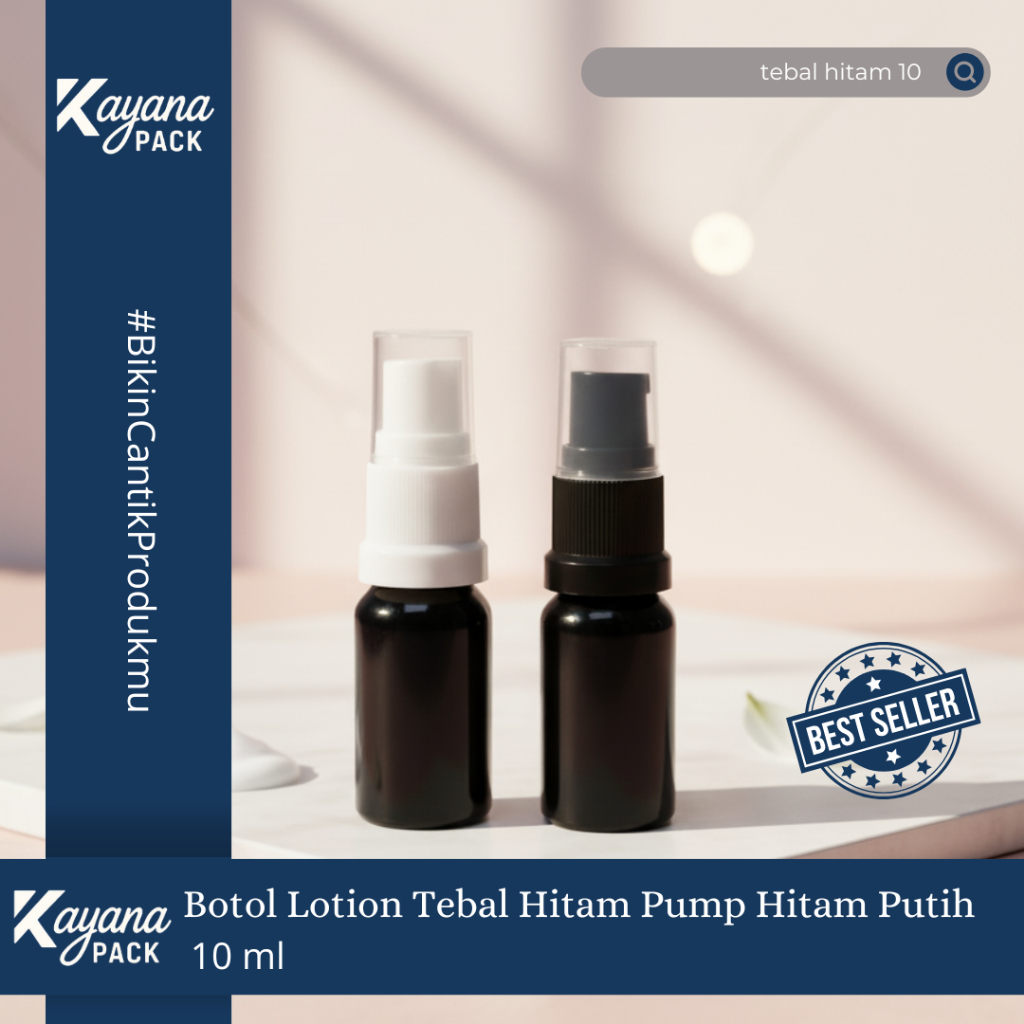 10ML BLACK THICK LOTION BOTTLE BLACK / WHITE PUMP / 10ML MOIST PUMP BOTTLE (สีดําหนา 10)
