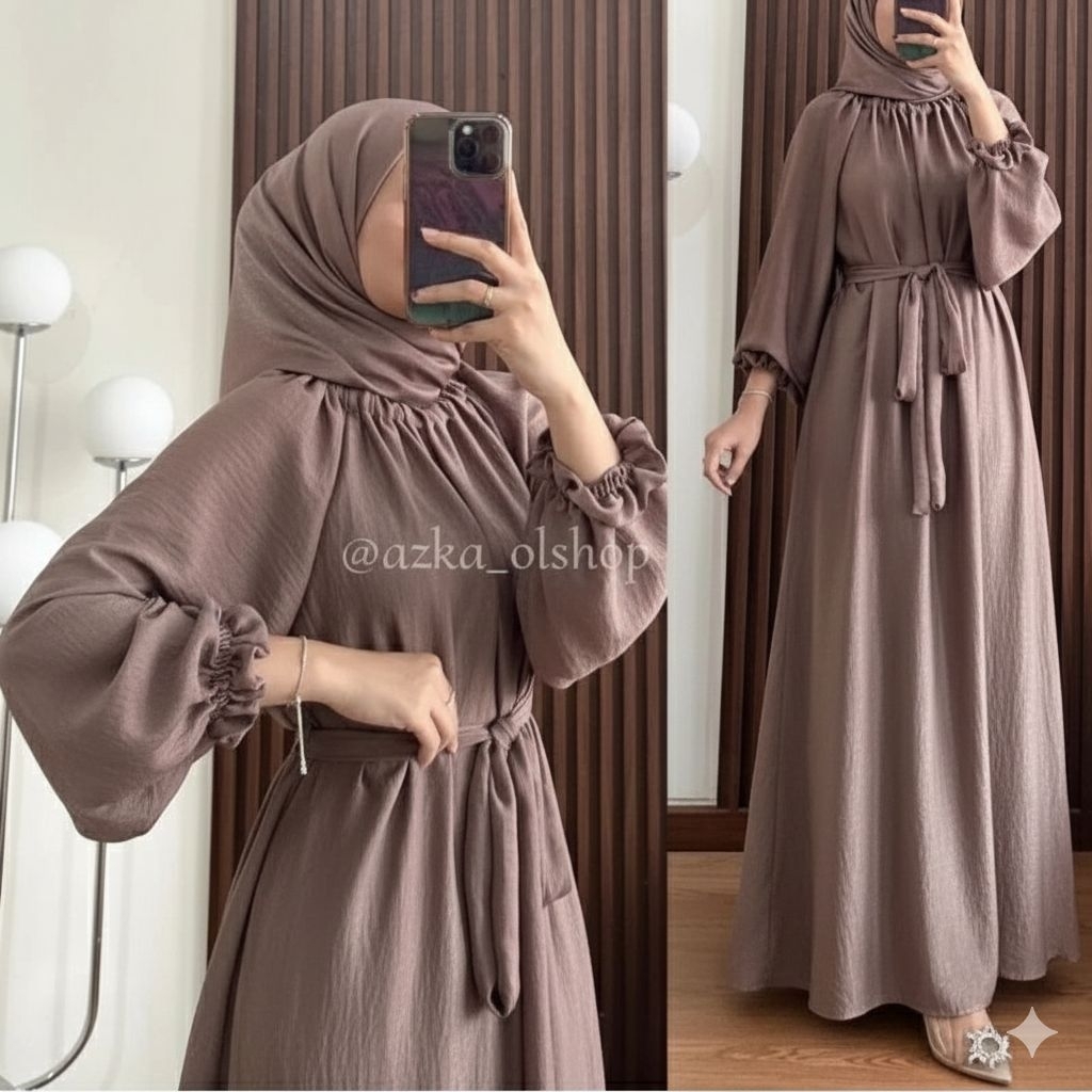 ไซส์ SML XL XXL SANDRINA DRESS/LAST TEENAGE MAXY GAMIS/CRINKLE AIRFLOW MATERIAL/CURENT ผู้หญิง MOUSLIM เสื้อผ้าชุด/BUSUI FRIENDLY 2024