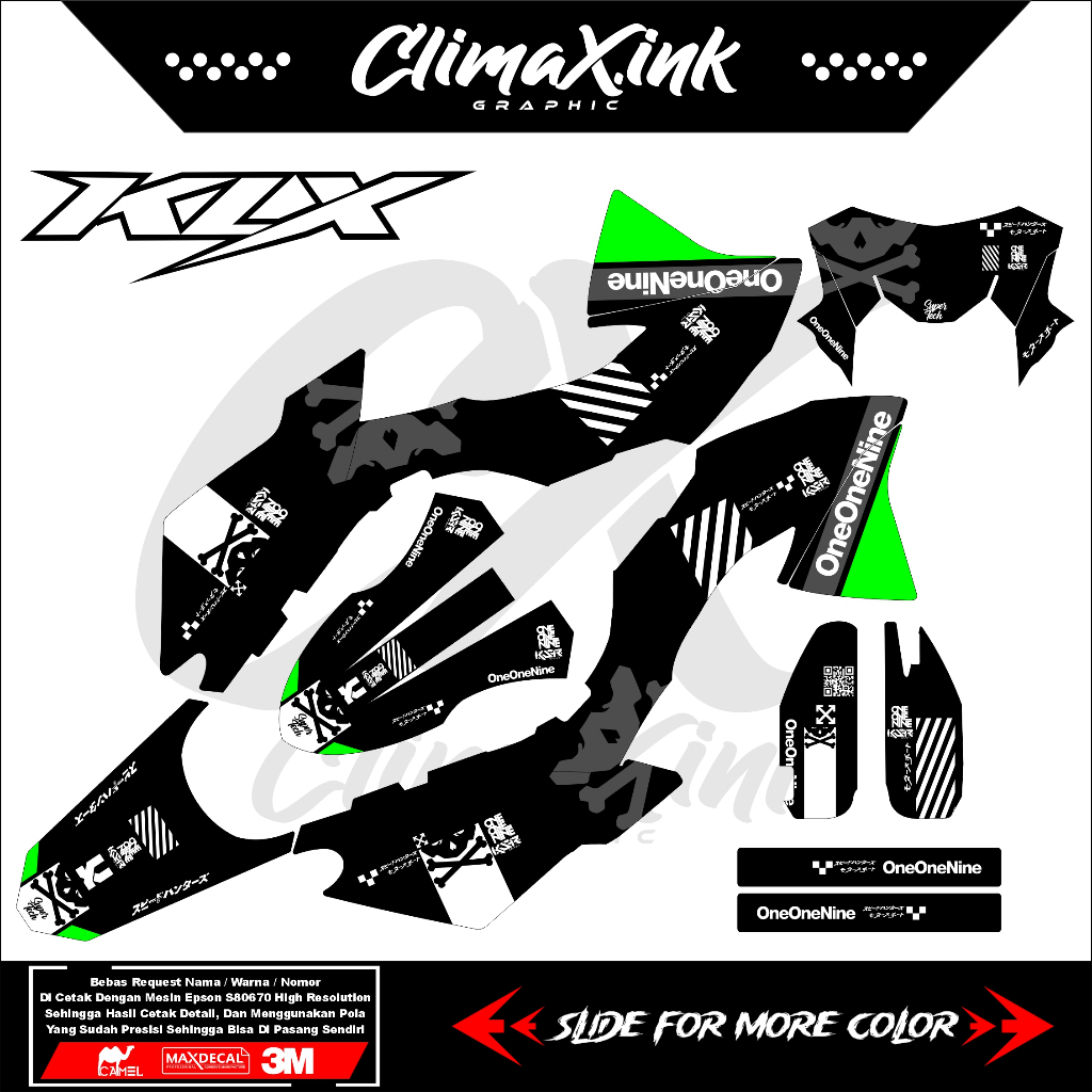 KLX 150 BF FULL BODY DECAL KSR ONE ONE NINE MOTIF KLX 150 BF สติ๊กเกอร์ SIMPLE COOL MINIMALIST DESIG