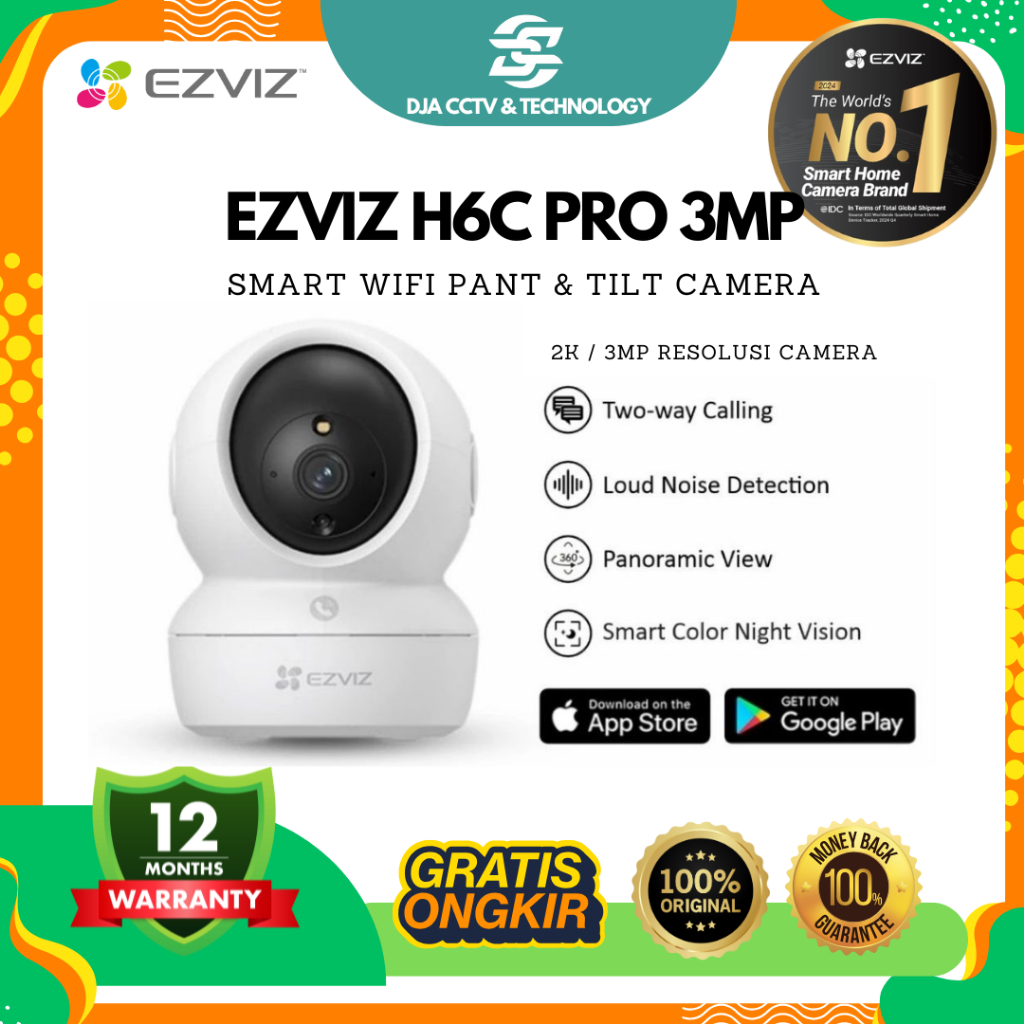 EZVIZ H6C Pro 2K 3MP Pan & Tilt กล้องบ้านอัจฉริยะ