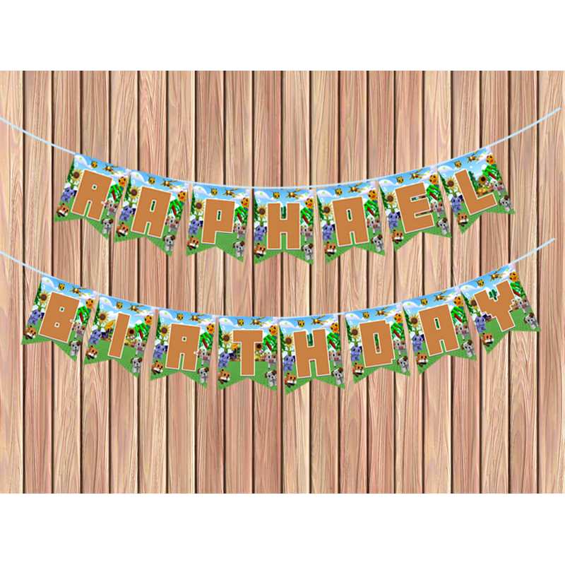 Ro Blox Grow a Garden Flag Bunting Birthday / Flag Banner วันเกิดตกแต่งผนัง