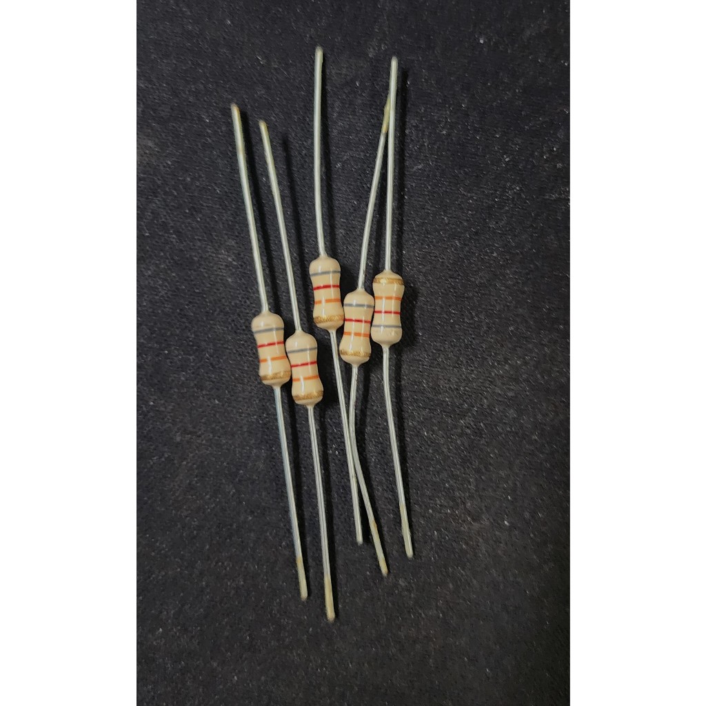 MERAH ตัวต้านทาน 1W 82kOhm 82k Ohm Tolerance 5% - สีเทา แดง ส้ม ทอง - ราคาต่อ 5 ชิ้น