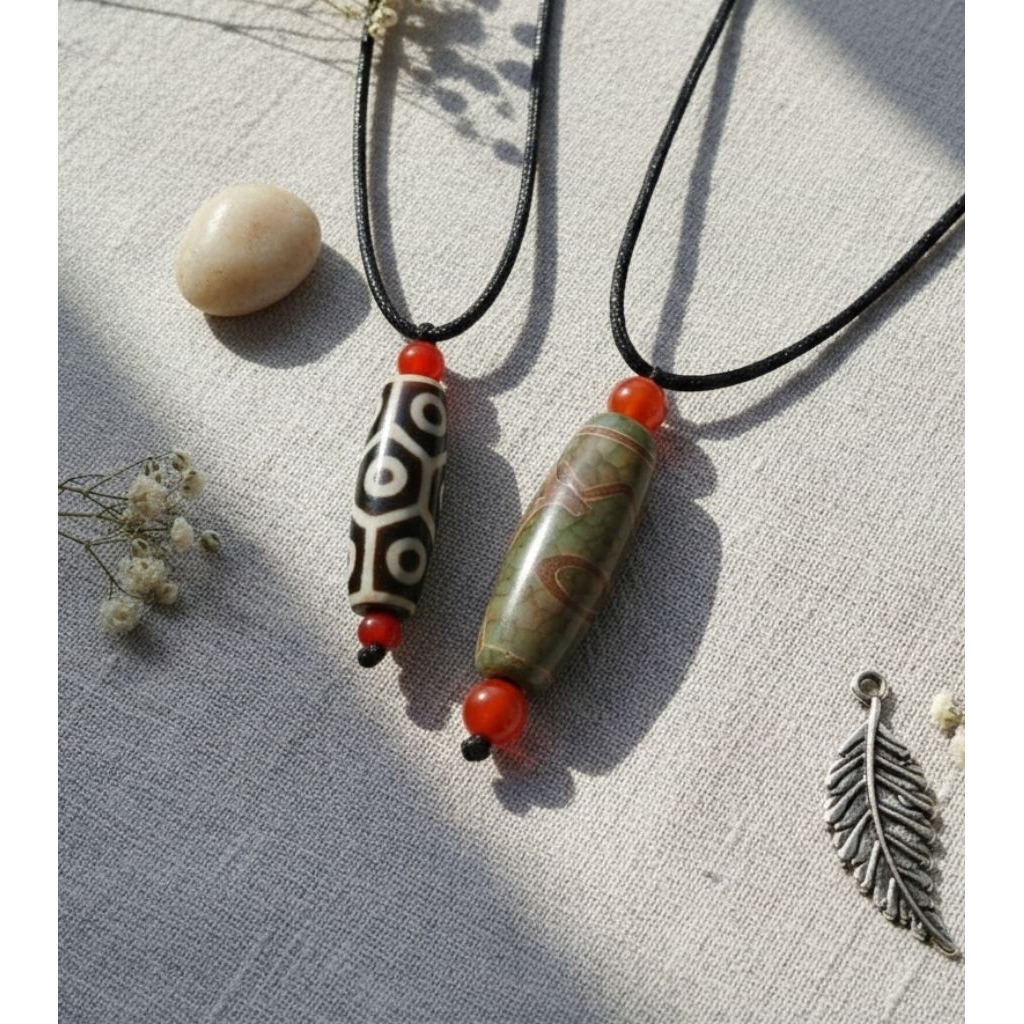 สร้อยคอหิน zhi tibet ธรรมชาติ