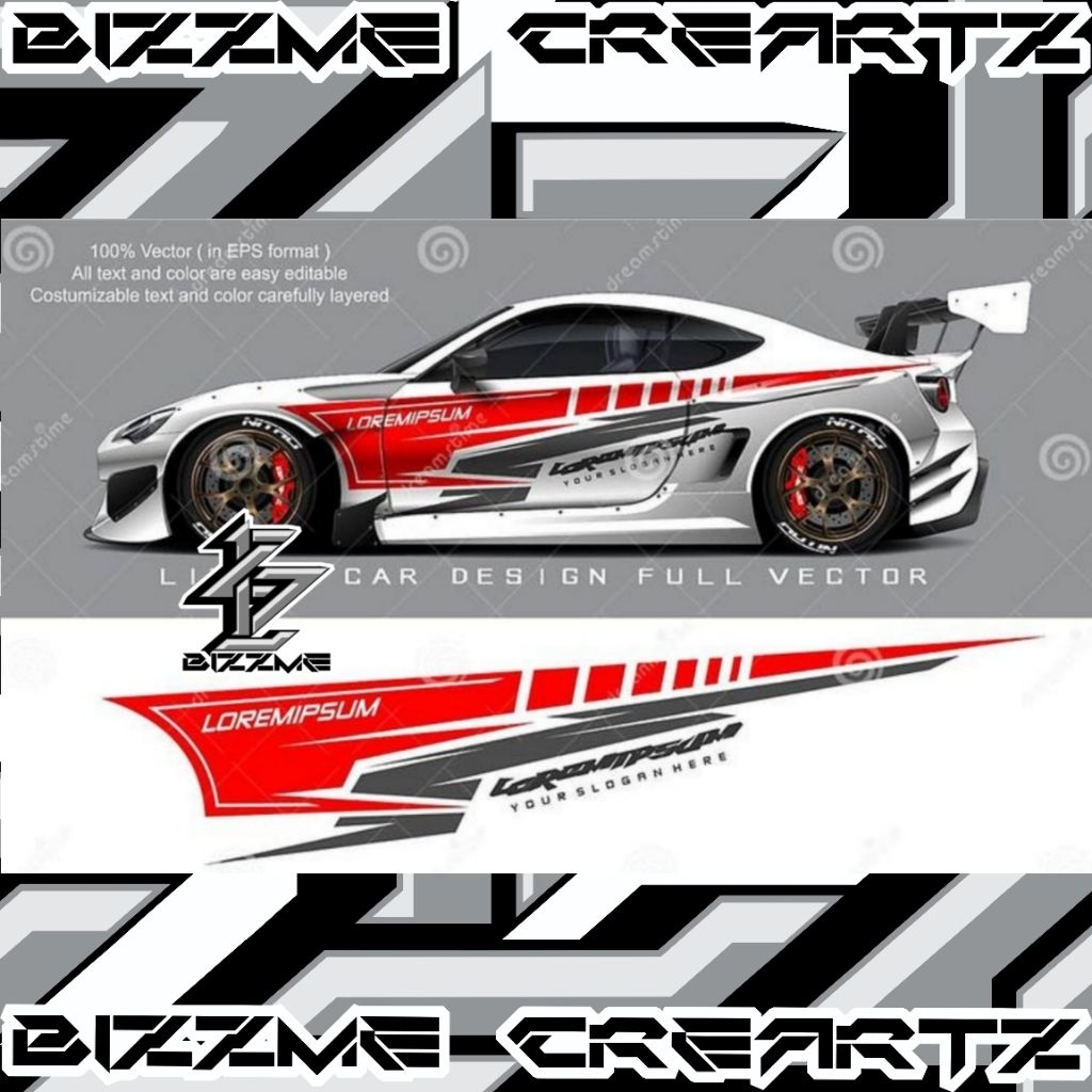 BIZME CREARTZ สติ๊กเกอร์ติดรถ Lorempsum Racing Sport Graphic Striping Car Full Vector Design ปรับแต่งได้สําหรับรถจักรยานยนต์และรถยนต์ BIZME CREARTZ civic