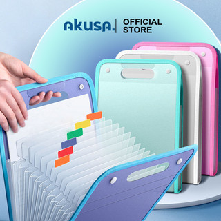 AKUSA A4 Map Dokumen 13 Sekat FREE Label Tas File Handle Expanding File Sekat Transparan Waterproof EF001