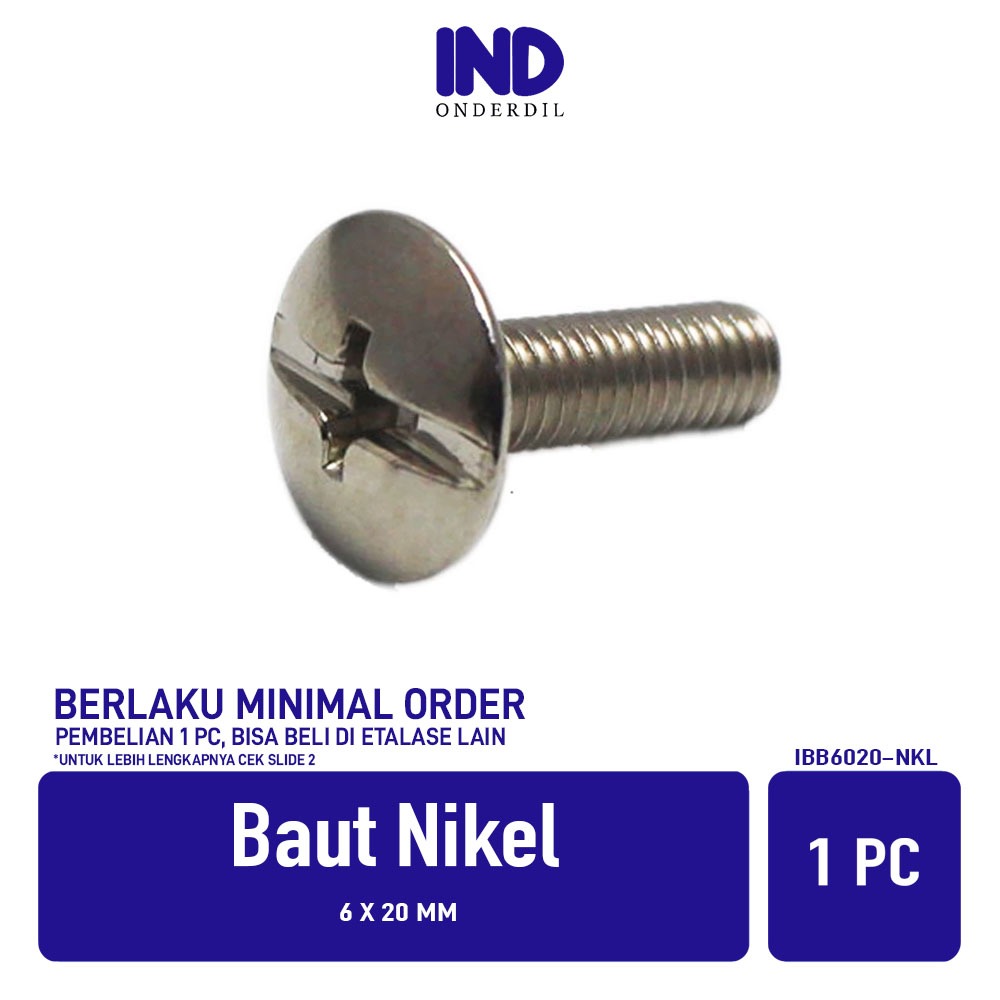 สลักเกลียวสําหรับ Body-Bodi-Batok Nickel-Nicle 6x20-M 6 x 20-M6