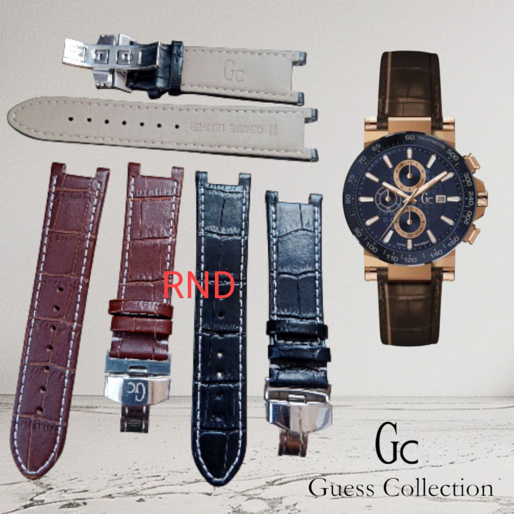 Guess Collection GC สายนาฬิกาหนัง 22MM สีดําสีน้ําตาล