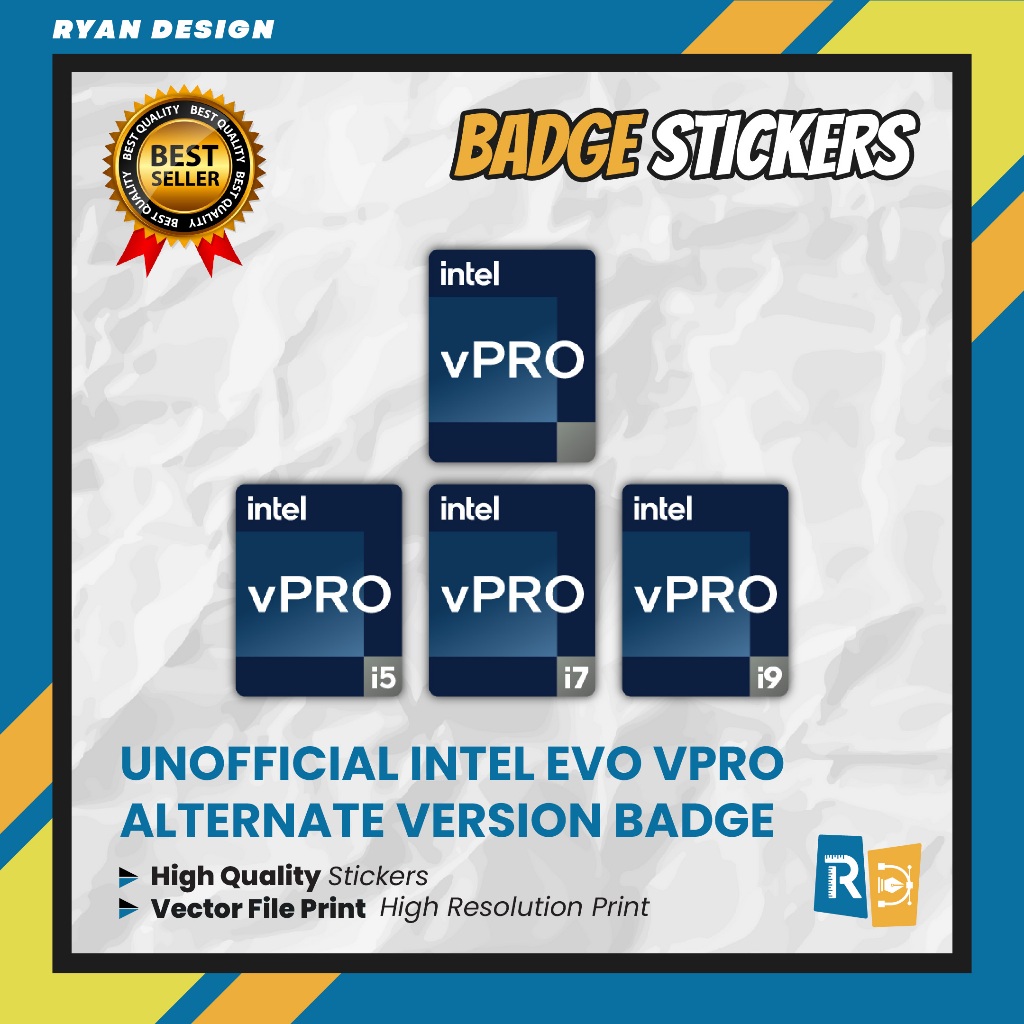 Intel Evo i3 Evo i5 Evo i7 Evo i9 vPro Alternate Laptop Badge Sticker (Unofficial)