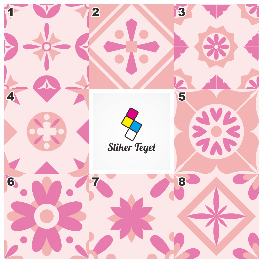 ST - ใหม่ 2 PINK MOTIF TILE STICKER / FLOOR STICKER / เซรามิก / ผนังห้องอาบน้ํา / CUSTOMIZED