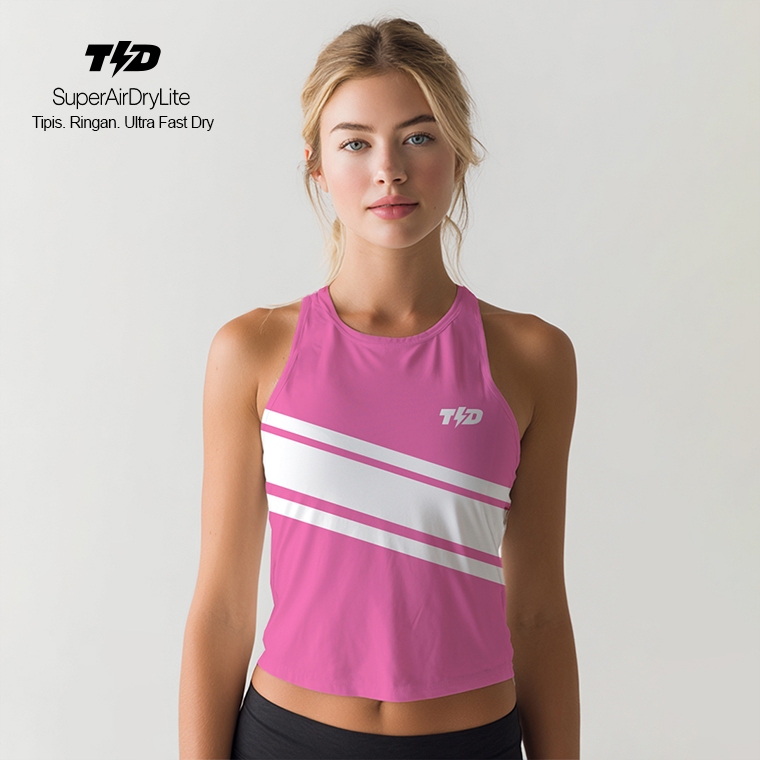 LSE40 Crop Tank Top Running Padel Gym "3lines mesa rose" superairdrylite tdbolt