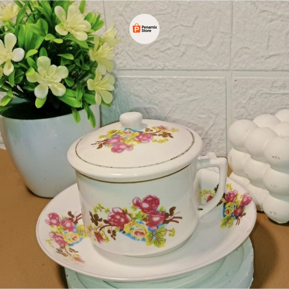 ถ้วยกาแฟฟรี LID & SAUCE FLOWER MOTIF CUP CLASSIC CUP OLD SCHOOL CUP