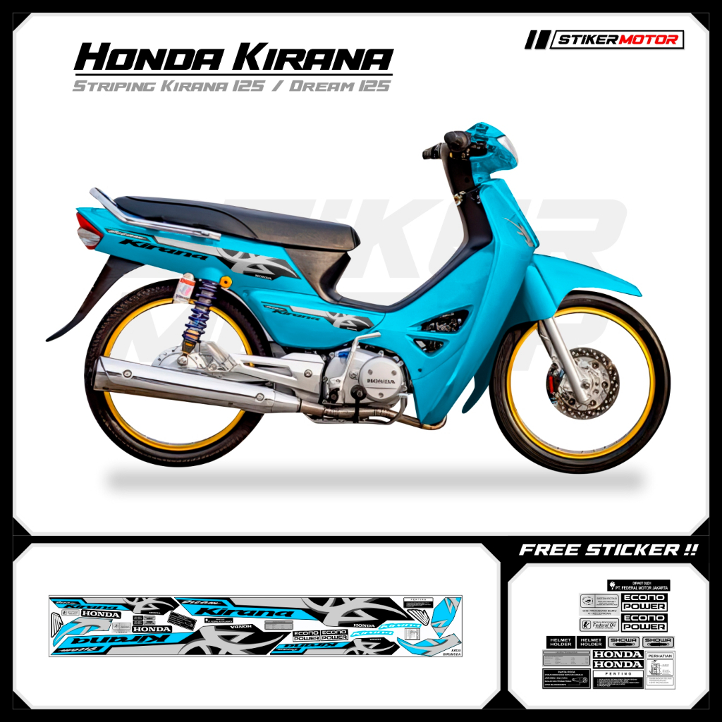 KIR30 Striping สติกเกอร์ Honda Kirana 125 Honda Dream 125 Motohai Variations Striker สติกเกอร์ Strip