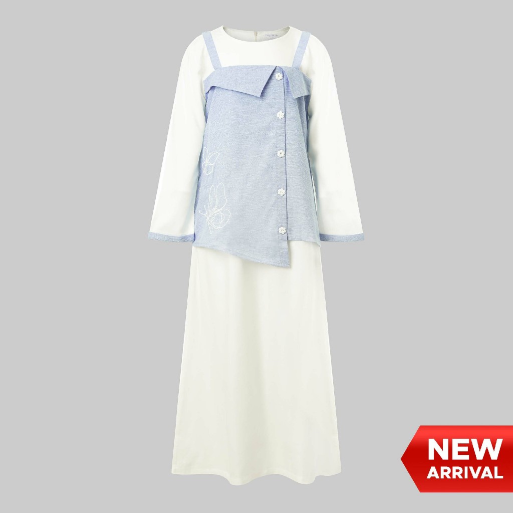 Cressida Gamis Kids Girl สีขาว สีฟ้า แขนยาว - 1EB046P