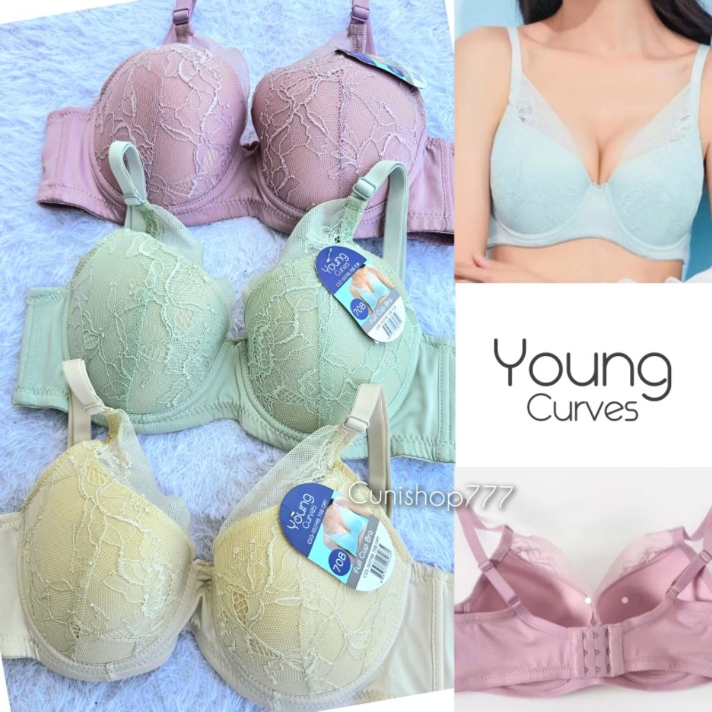 YOUNG CURVES FULL CUP 32B BRA WITH NORMAL FOAM WIRE LACE UNDERWEAR C03 10319B