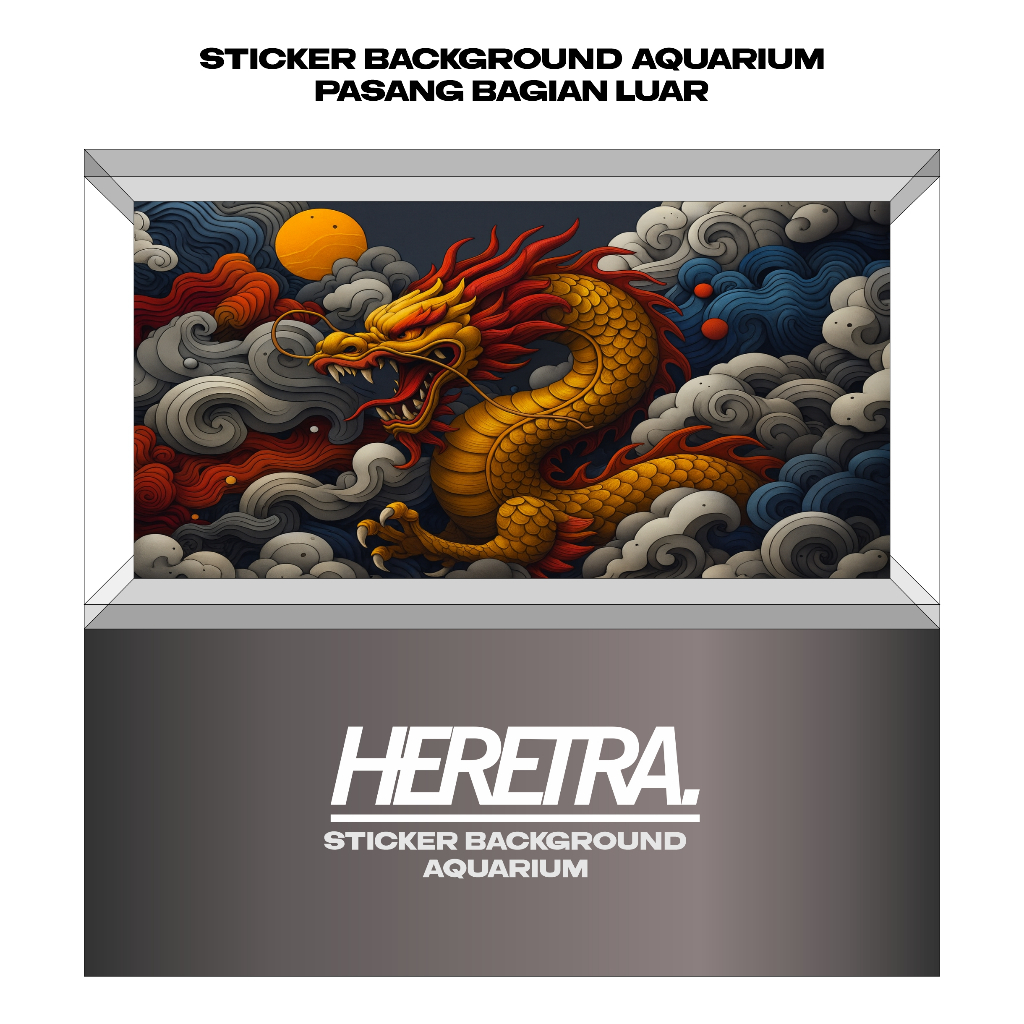 สติ๊กเกอร์ AQUARIUM, สติ๊กเกอร์ BACKGROUND, AQUARIUM WALLPAPER - DRAGON MOTIF - ORNAMENTS