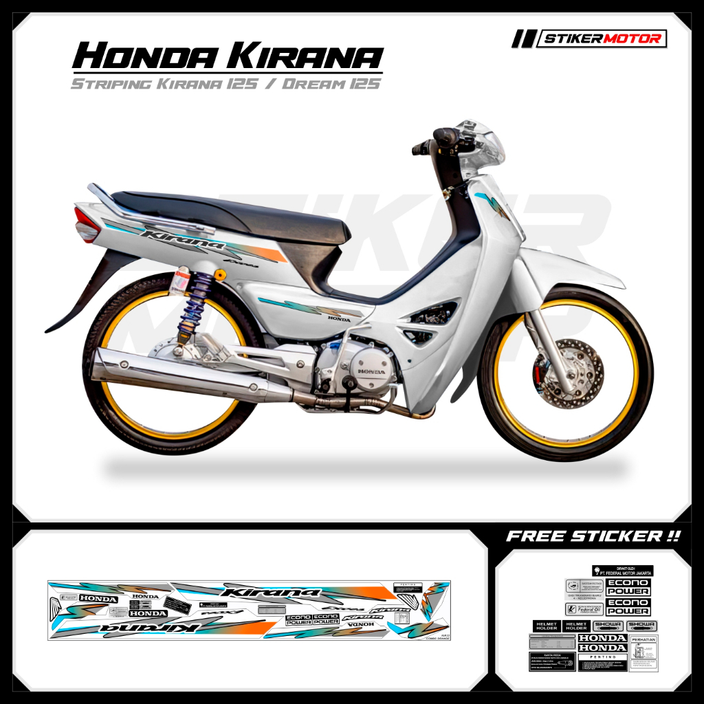 KIR33 Striping สติกเกอร์ Honda Kirana 125 Honda Dream 125 Motohai Variations Striker สติกเกอร์ Strip