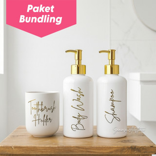 Bundling Botol Sabun Cair 500ml dan Toothbrush Holder Aesthetic