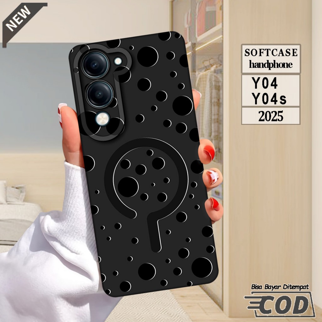 VIVO Y04S 4G 2025 ซิลิโคน - เคส VIVO Y04 _เคสใสสีดํา Softcase หนายืดหยุ่นวัสดุ