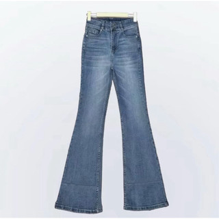 Jennie-HighWaist Cutbray Jeans Celana Flare Panjang Stretch Wanita Retro Vintage Lipat Bawah