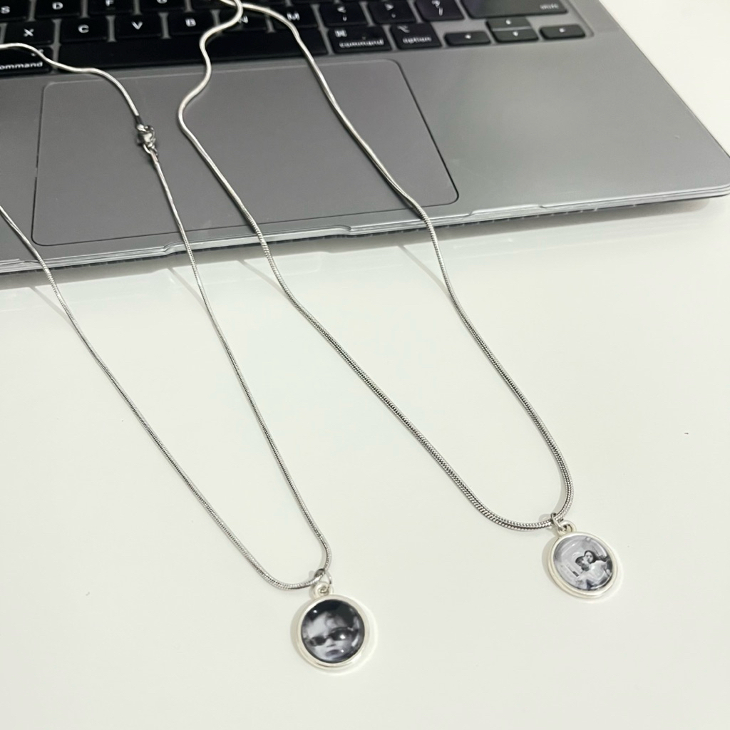 CUSTOM PHOTO DOME NECKLACE / ANTI-RUST TITANIUM NECKLACE / COUPLE NECKLACE