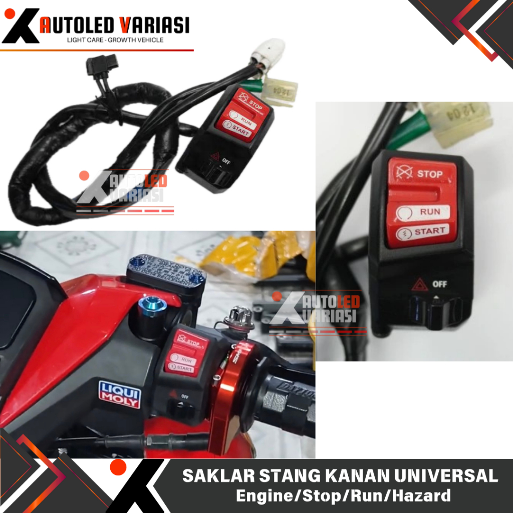 สวิตช์แก๊ส Spontan ขวา Yamaha MT-07 Vario PCX Vixion Xabre Universal Pnp Plus Hazard