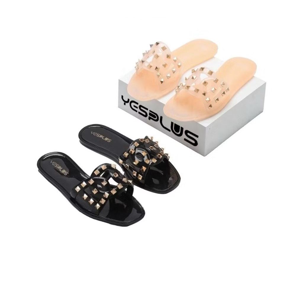 Pyramid Jelly Slip-On Sandals 108 รองเท้าแตะผู้หญิง Pyramid Model Gold Import Size 36-41