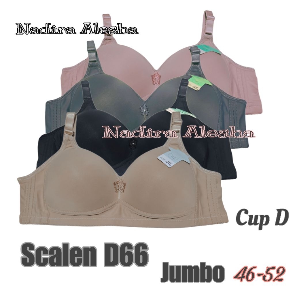 Scalen D66 Jumbo Cup D Bra ขนาด 46-52 3 ตะขอไม่มีลวดถ้วยขนาดใหญ่