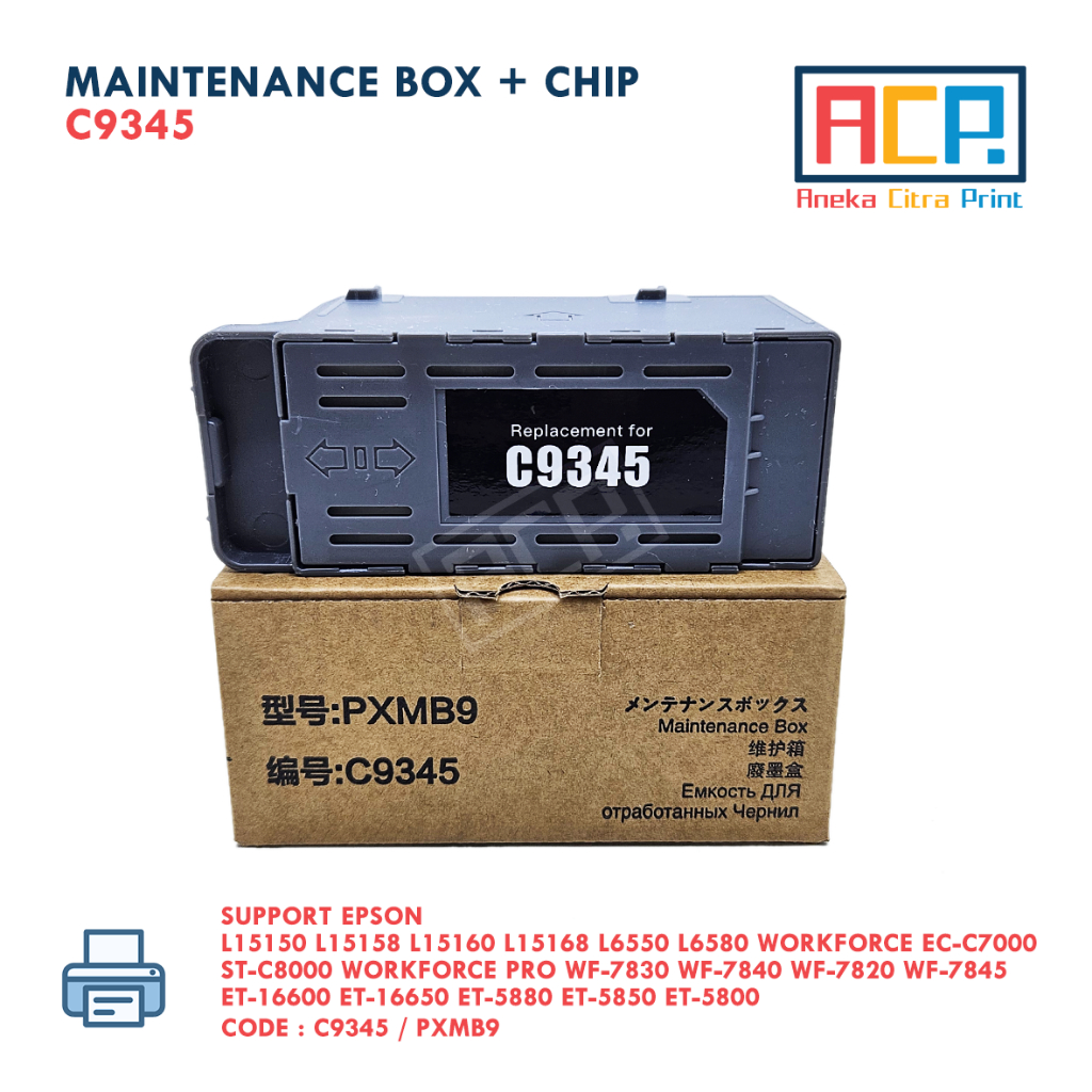 กล่องบํารุงรักษา Epson C9345 + ชิป - EPSON L15150 L15160 M15140 L8050 L18050 WF-7820 WF-7830