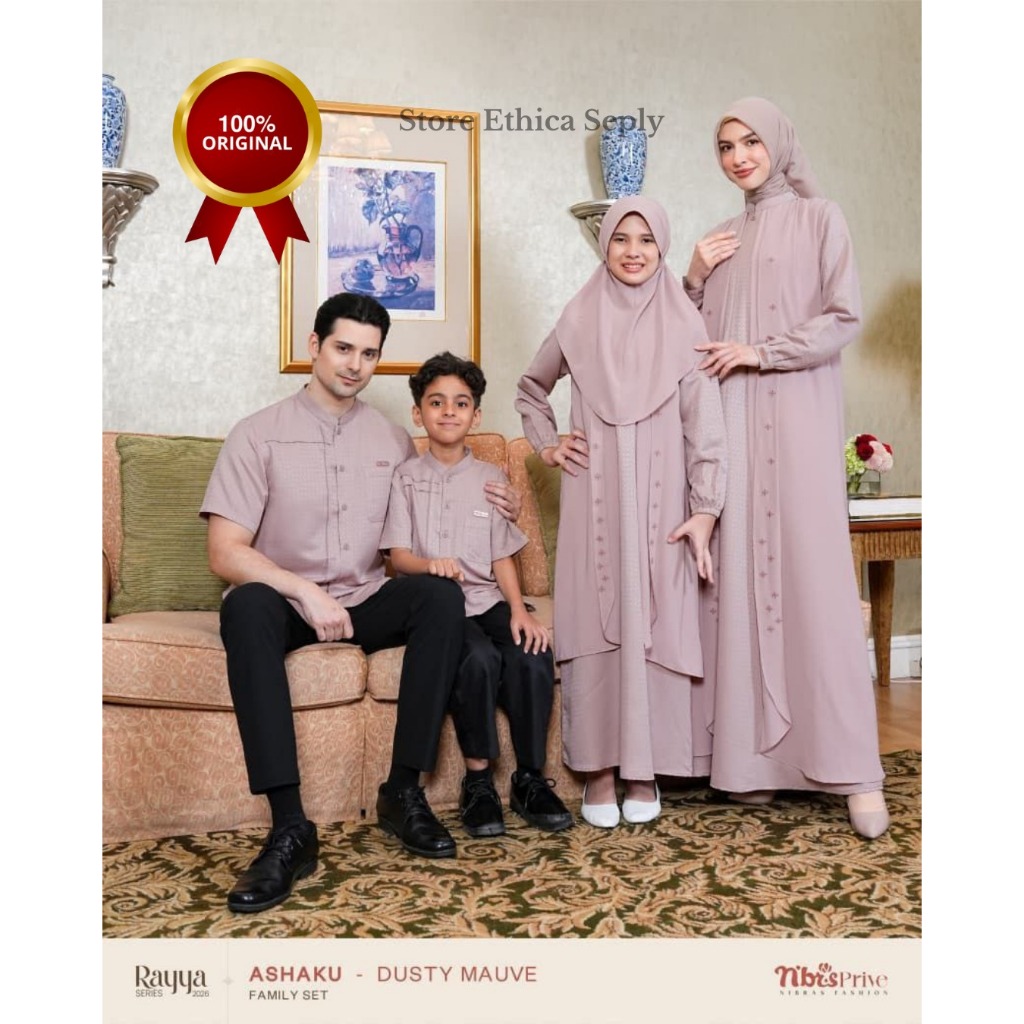 Nibras Ashaku Series Dusty Mauve Family Sarimbit Dress