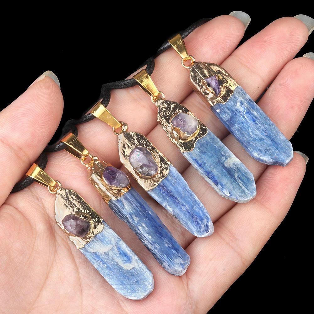 BLUE KYANITE และ TOURMALINE STONE NECKLACE - MADE IN TURKEY - คุณภาพสูง - UNISEX - Kyanite และ Tourm