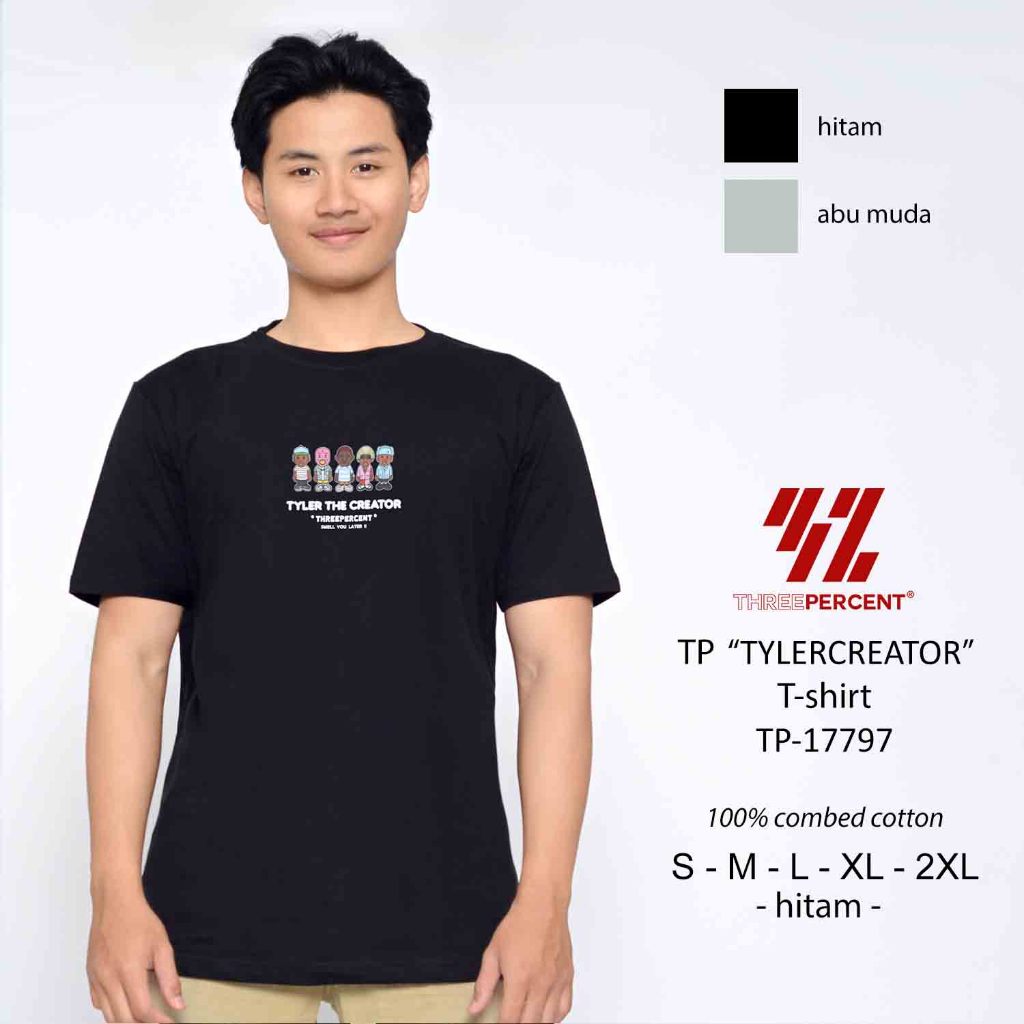 REPLACEBAJUID/THREE PERCENT/3% DISTRO เสื้อยืดผู้ชายเสื้อยืดผ้าฝ้าย COMBED 30S SHORT SLEEVE TP-17797