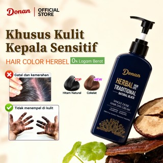Donan Pewarna Rambut Hitam Herbal Semir Rambut cat rambut shampoo warna Tanpa Bleaching Hair Color pikok rambut Tahan Lama Penghitam uban shampoo penghitam rambut uban Hair coloring Tanpa Amonia , Mudah Digunakan Di Rumah, Kapasitas besar 200ml