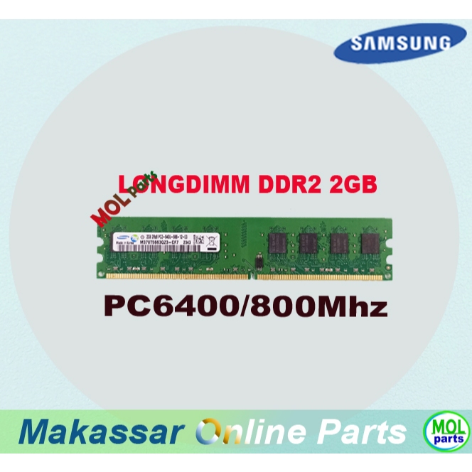 RAM PC คอมพิวเตอร์ Samsung PC2 DDR2 2GB PC6400 800MHz RAM LongDIMM 1.8V