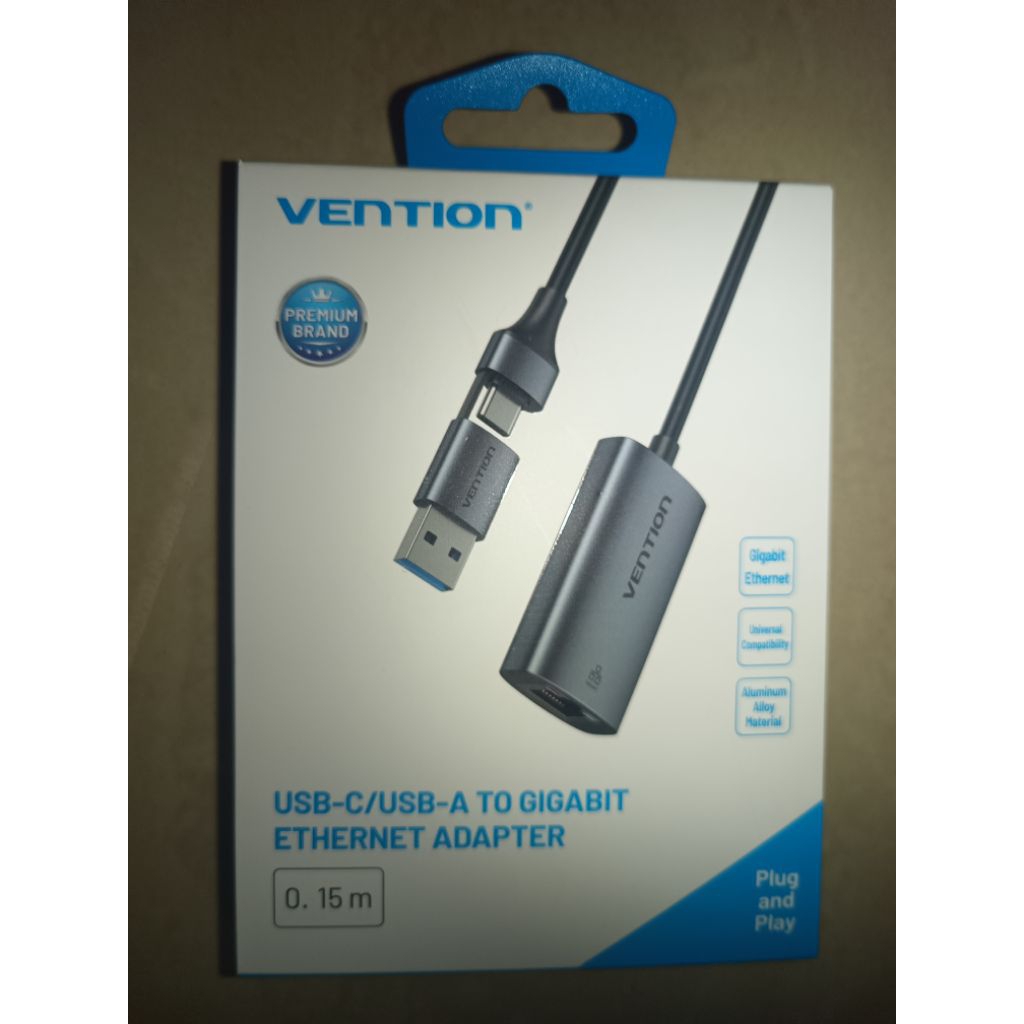 Vention Adapter Converter LAN 2 in 1 USB Type A to C To LAN Gigabit Internet 1000 Mbps