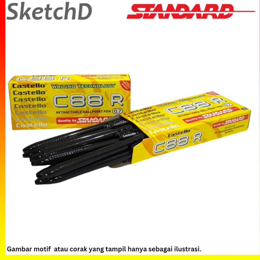 Castello C88R Press ปากกาลูกลื่น Standard Black C 88R ปากกาลูกลื่นหมึกสีดํา